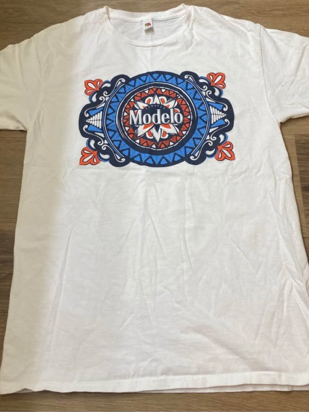 Modelo Mexican Folk Art Graphic T-Shirt – White Fruit of the Loom HD Cotton – M